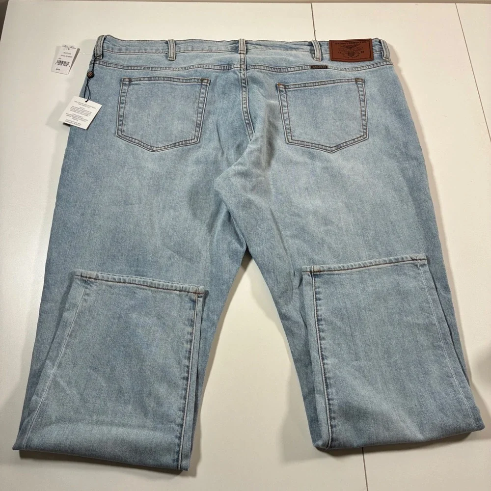 NEW Brooks Brothers Jeans 44x30 Light Wash Blue Stretch Denim Straight Leg